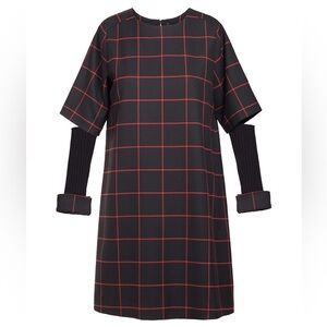 Cop Copine Poignet Removavle Sleeves Robe Dress Jacquard Carmin Print Size 40